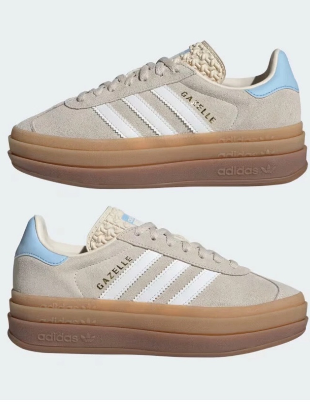 Adidas Bold Wonder Gazelle Beige Suede Sneakers with a Stacked Gum Sole - SZ 8.5 - Picture 13 of 15